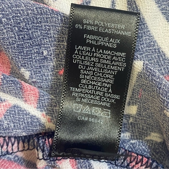 Women Express Red White Navy Palm Print/Tropical Summer Mini Dress Sz M - Picture 13 of 15